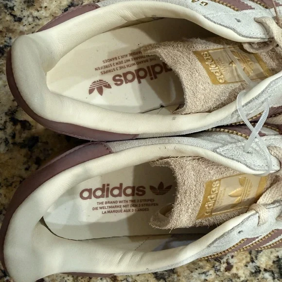 adidas Gazelle Women’s Cream Suede Sneakers with Mauve Stripes - Picture 3 of 7